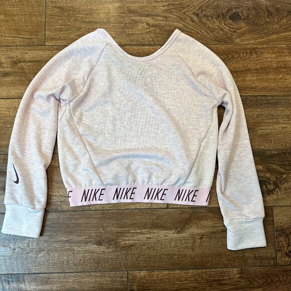 Nike Girls Dri-Fit V-Neck Crop Sweatshirt Size Youth L Light Pink - Picture 3 of 3